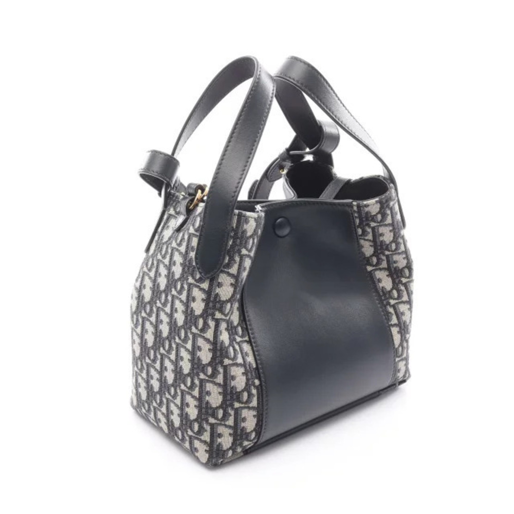 Dior Handbag Signature Canvas Navy Leather Bucket Oblique Jacquard Blue Bag Blue